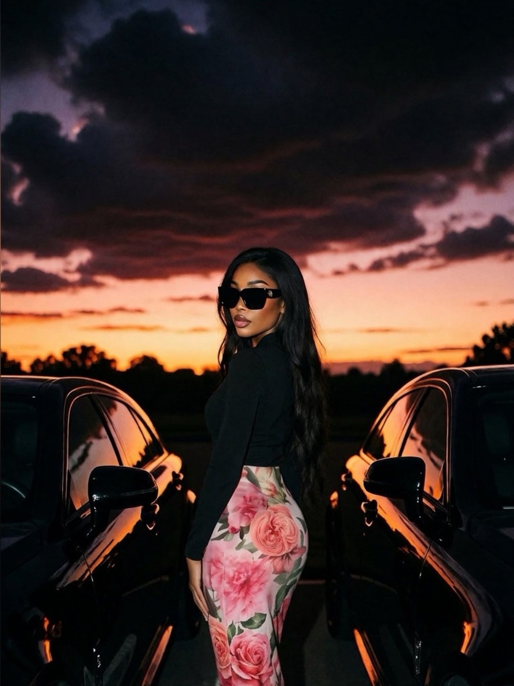 🌺 Catherine Malandrino Pink and Peach Floral Pencil Skirt